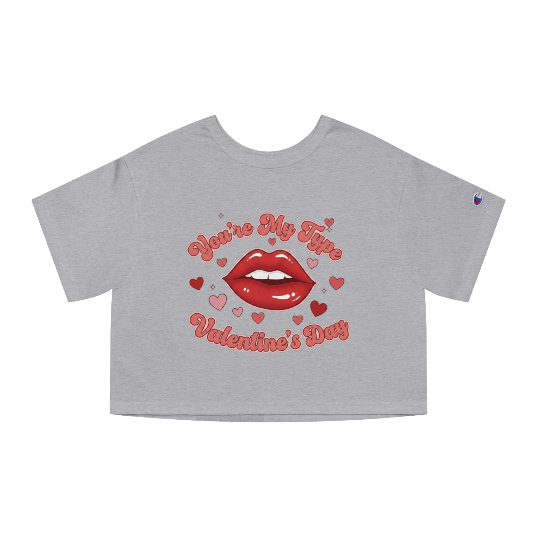 Tr3ndyBiz Valentine’s Day Cropped Tee – “You’re My Type” Kiss Graphic