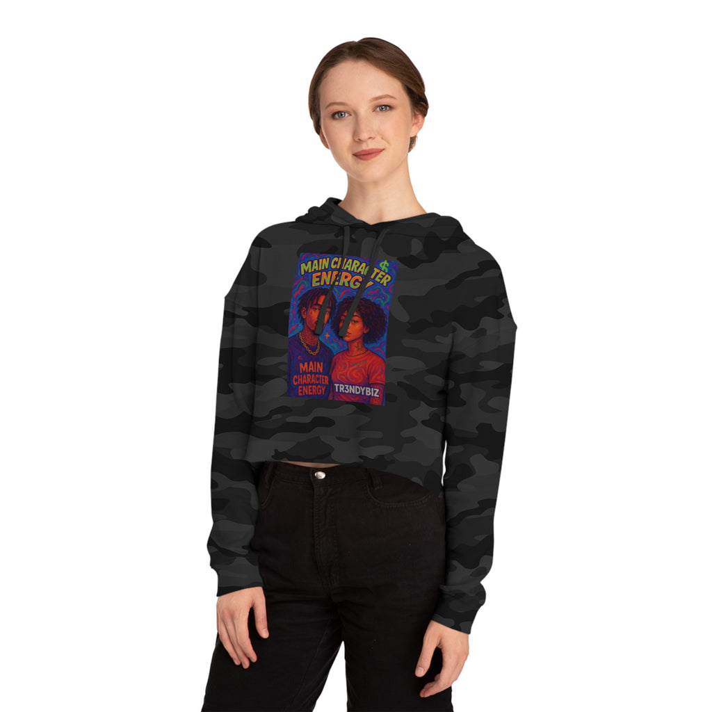 Tr3ndyBiz  "Main Character Energy" Graphic Women’s Cropped Hooded Sweatshirt