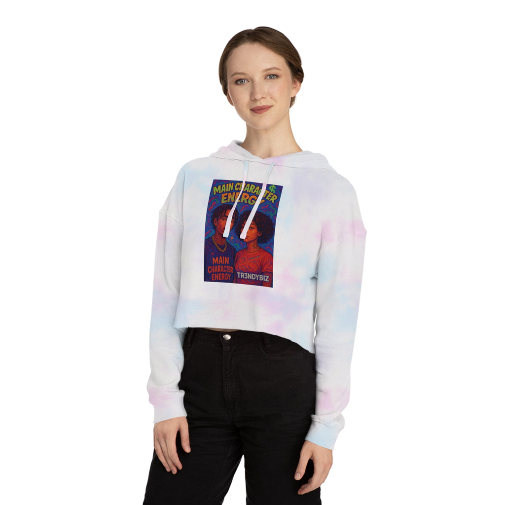 Tr3ndyBiz  "Main Character Energy" Graphic Women’s Cropped Hooded Sweatshirt