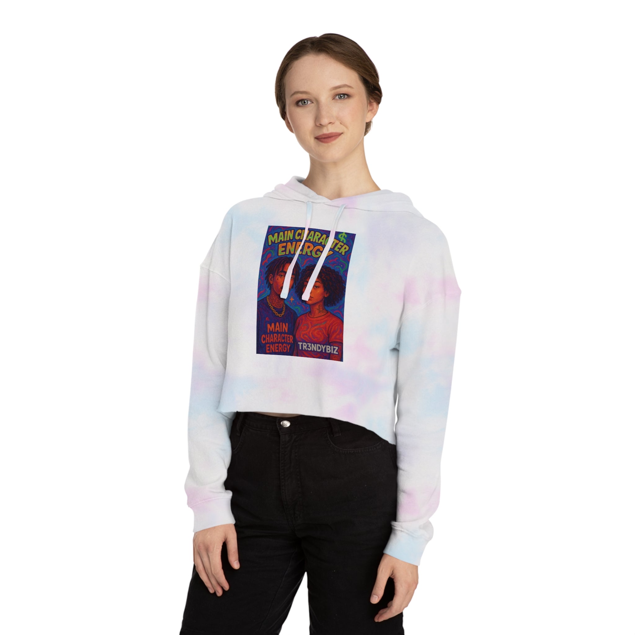 Tr3ndyBiz  "Main Character Energy" Graphic Women’s Cropped Hooded Sweatshirt