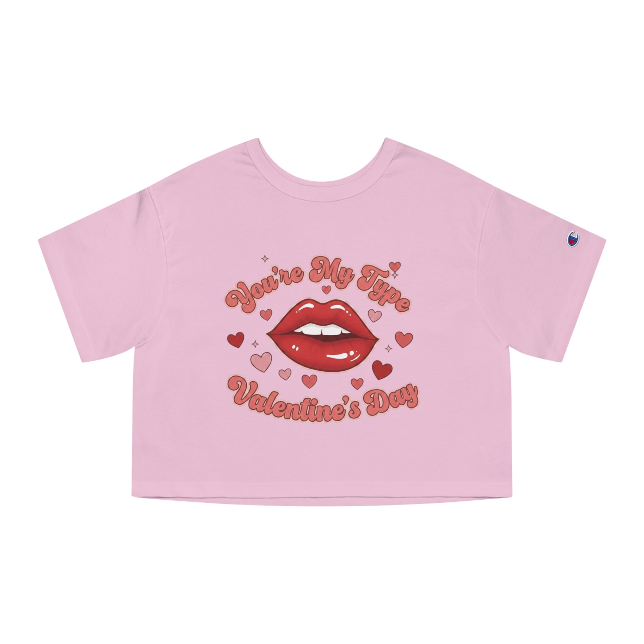 Tr3ndyBiz Valentine’s Day Cropped Tee – “You’re My Type” Kiss Graphic