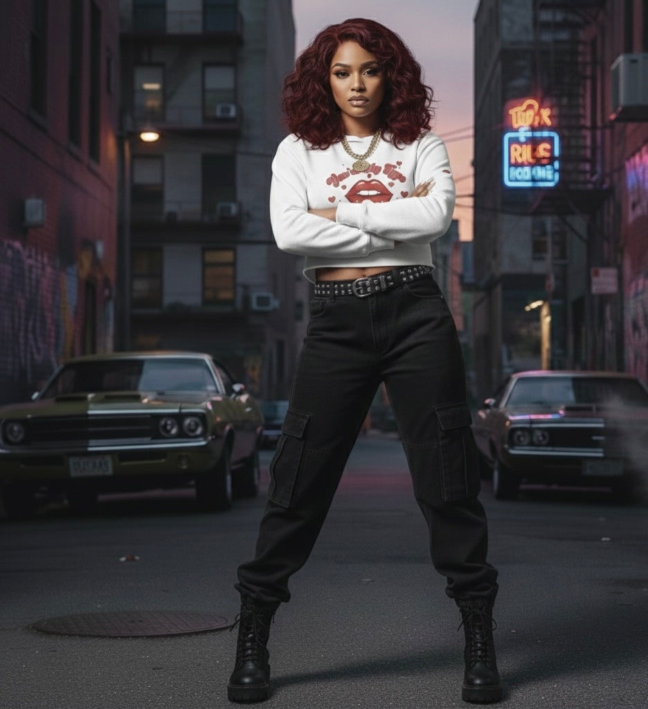 Tr3ndyBiz   Valentine’s Day Kiss Crewneck Sweatshirt – “You’re My Type” Lip Graphi