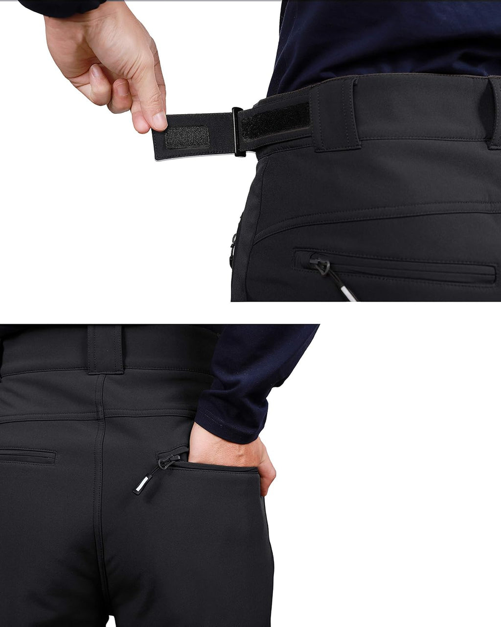 Tr3ndyBiz Men'S Lite Waterproof Windproof Fleece Lined Warm Hiking Ski Snow Pants Expandable-Waist