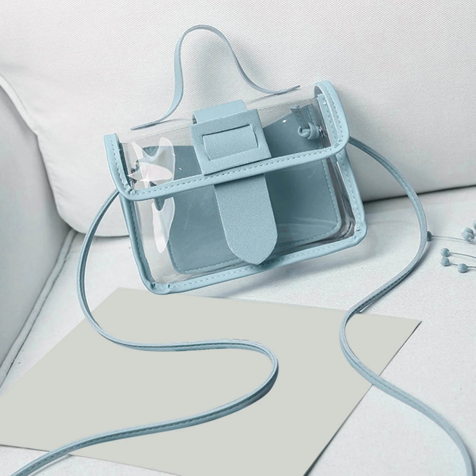 Deals！Clear Sling Bag for Women Crossbody Purse Trendy,Stadium Approved Clear PVC Messenger Handbag Transparent Crossbody Purse Bag for Concert Sports Events & Amusement