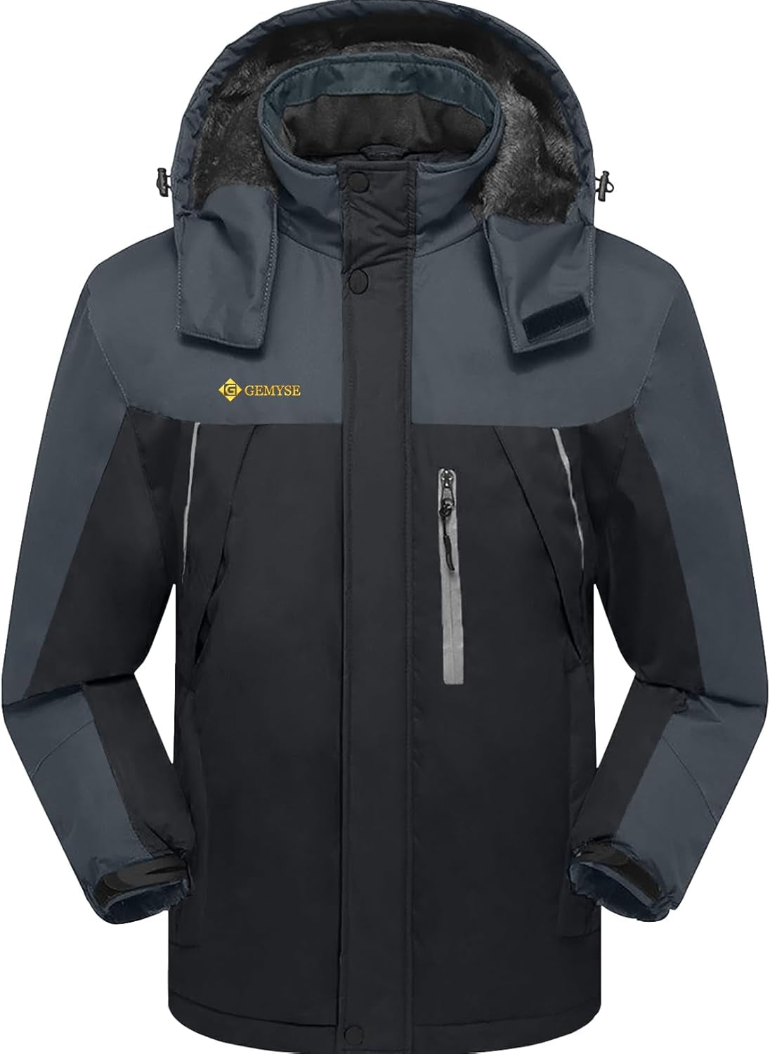 Tr3ndyBiz Men'S Windproof Ski Jacket Warm Raincoats Snowboarding Hooded Parka with Multi-Pockets