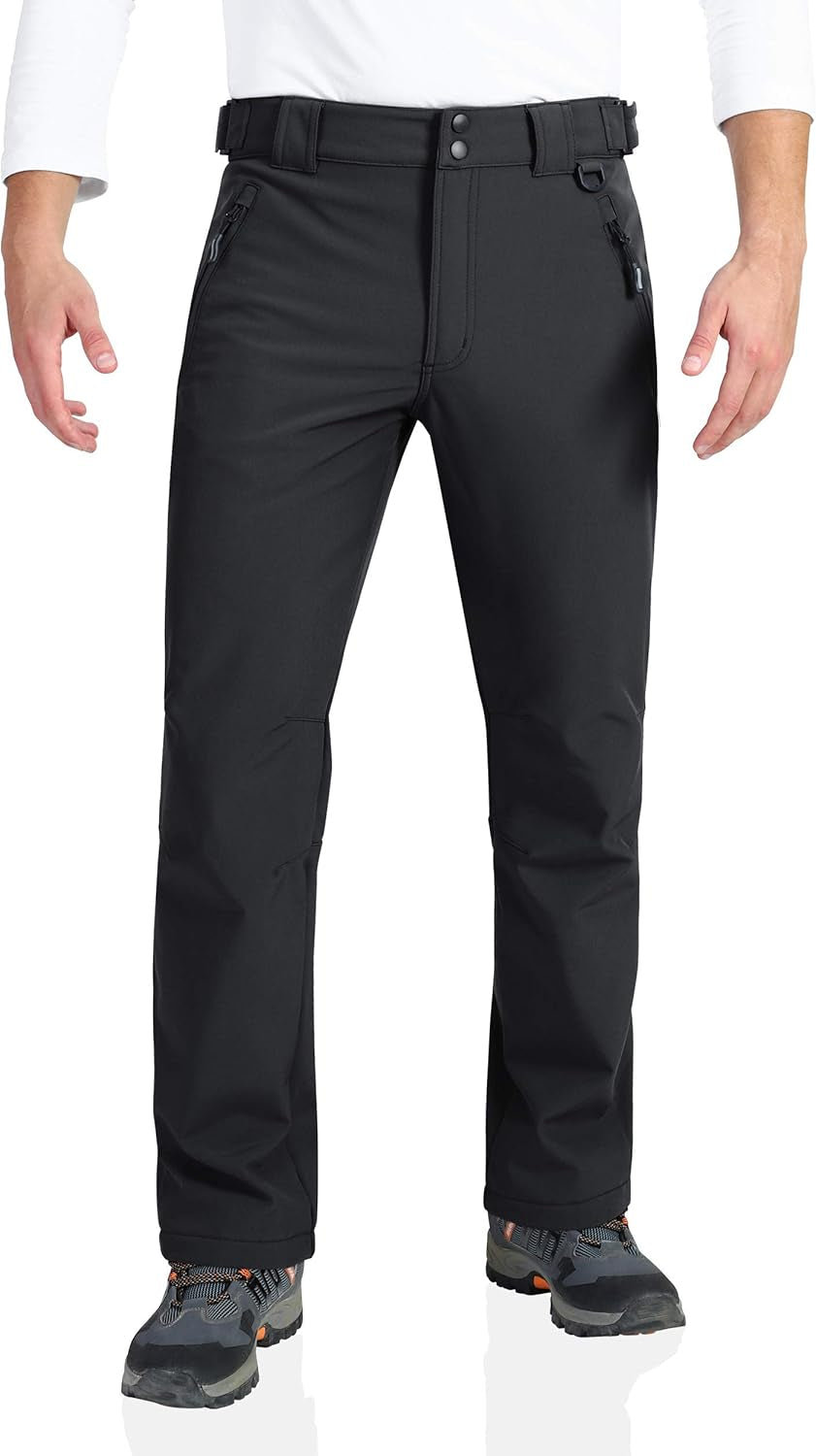 Tr3ndyBiz Men'S Lite Waterproof Windproof Fleece Lined Warm Hiking Ski Snow Pants Expandable-Waist