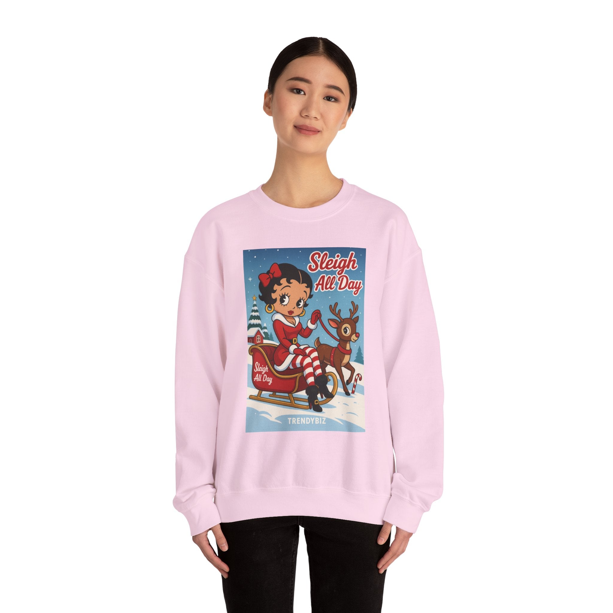 Tr3ndyBiz Sleigh All Day Betty Christmas  Sweatshirt
