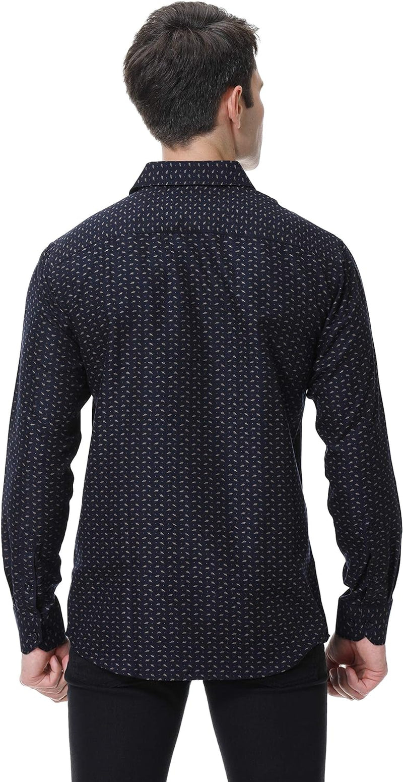 Tr3ndyBiz Mens Printed Dress Shirts Easy Care Regular Fit Long Sleeve Casual Button down Shirt for Men (Print14,M)