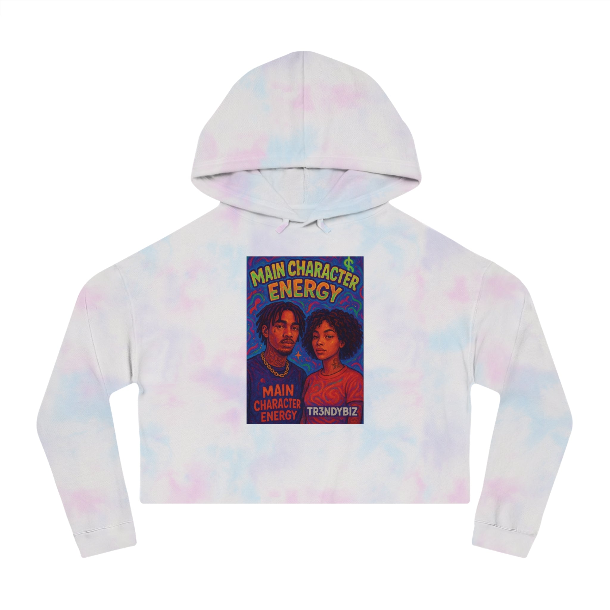 Tr3ndyBiz  "Main Character Energy" Graphic Women’s Cropped Hooded Sweatshirt