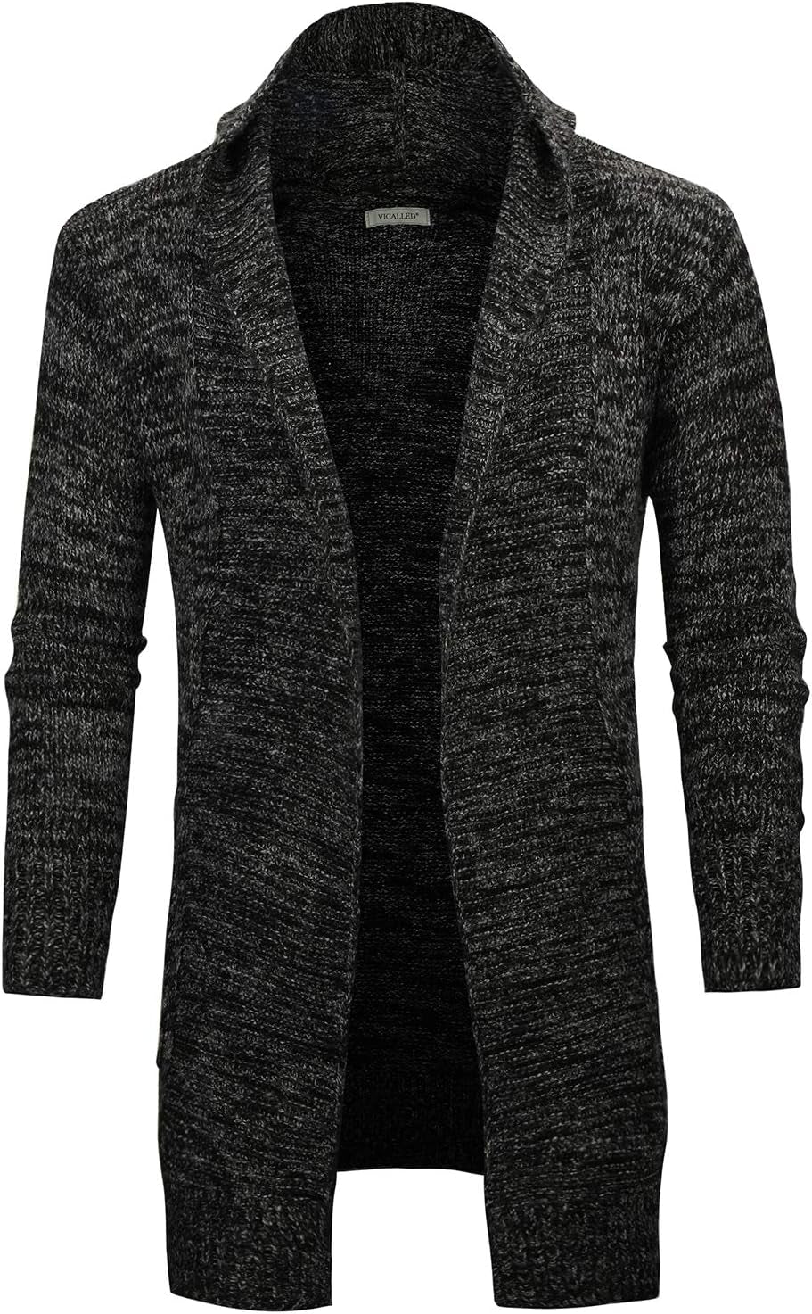 Tr3ndyBiz Men'S Long Cardigan Sweater Hooded Knit Slim Fit Open Front Longline Cardigans with Pockets