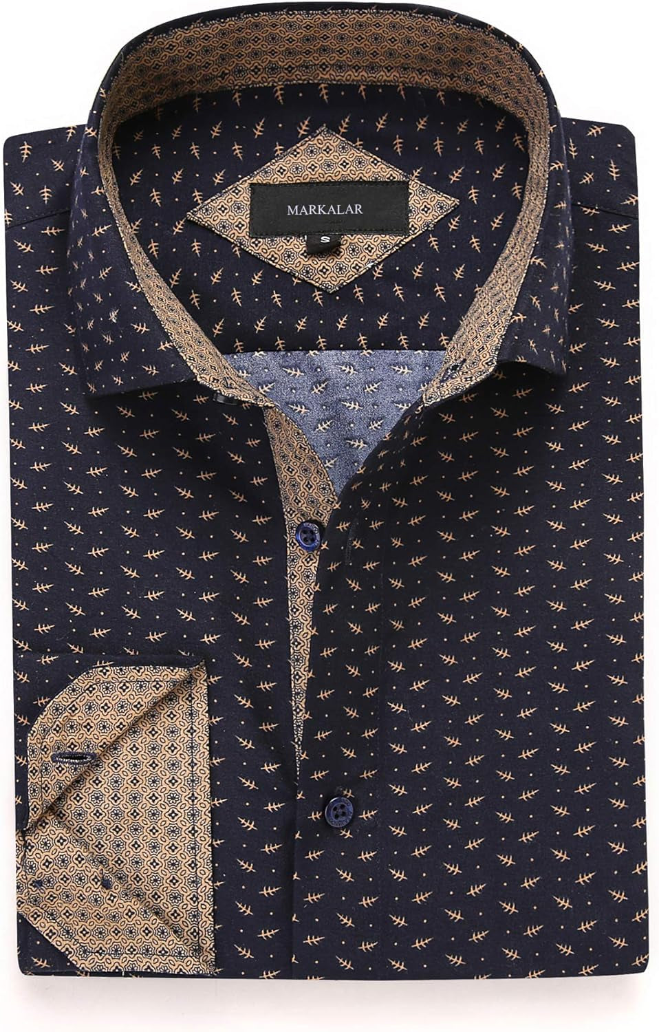 Tr3ndyBiz Mens Printed Dress Shirts Easy Care Regular Fit Long Sleeve Casual Button down Shirt for Men (Print14,M)