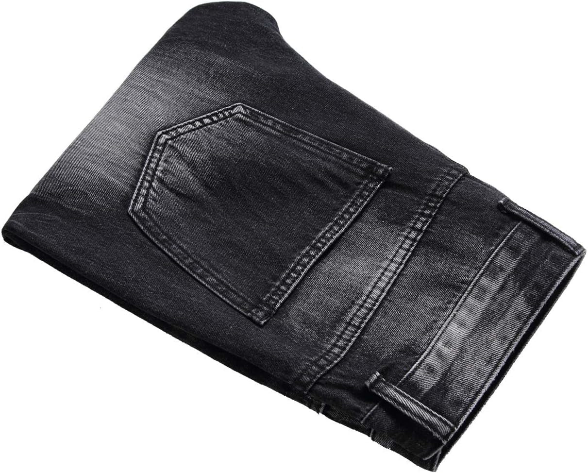 Tr3ndyBiz Men'S Ripped Slim Fit Jeans Straight Leg Distressed Patch Denim Pants