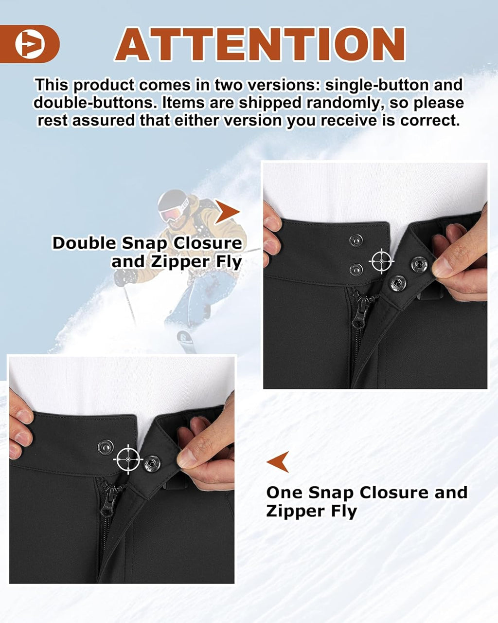 Tr3ndyBiz Men'S Lite Waterproof Windproof Fleece Lined Warm Hiking Ski Snow Pants Expandable-Waist