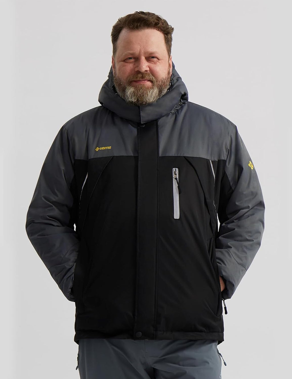 Tr3ndyBiz Men'S Windproof Ski Jacket Warm Raincoats Snowboarding Hooded Parka with Multi-Pockets