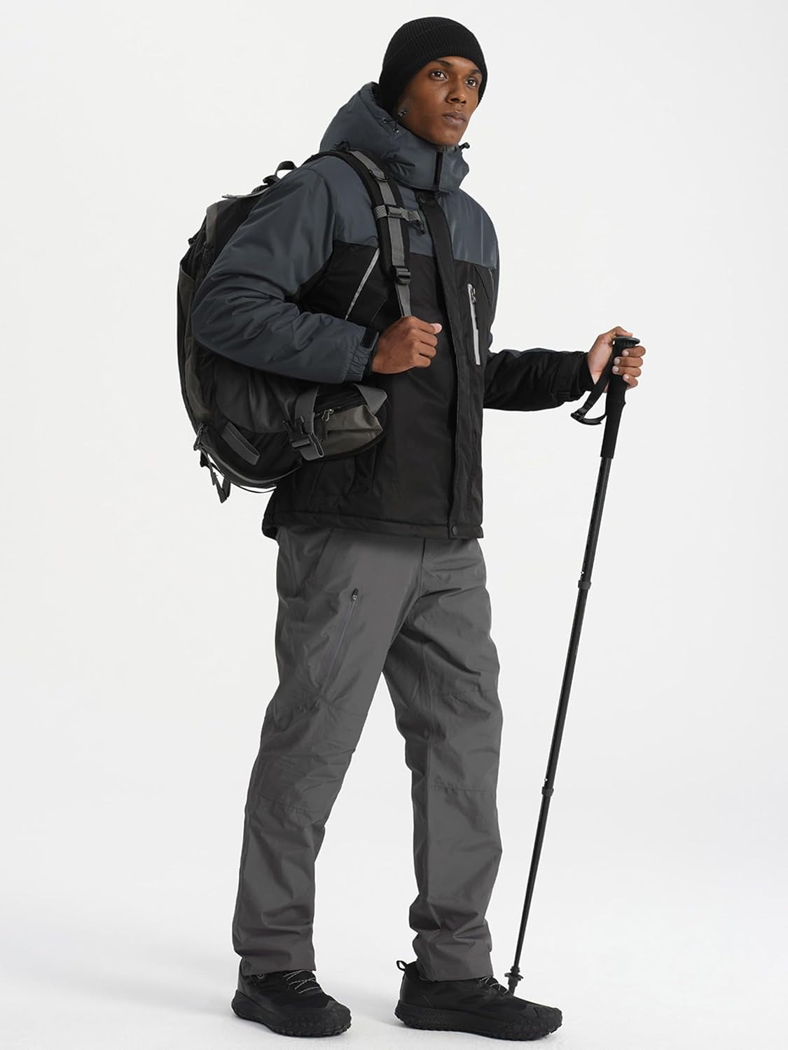 Tr3ndyBiz Men'S Windproof Ski Jacket Warm Raincoats Snowboarding Hooded Parka with Multi-Pockets