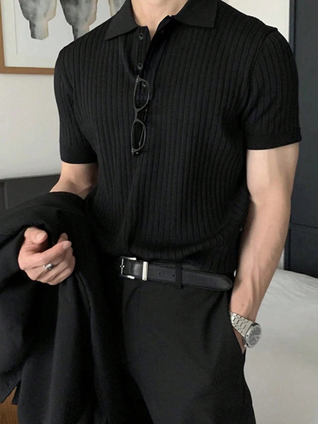 Manfinity Homme Men'S Solid Color Short Sleeve Casual/Business Polo Shirt