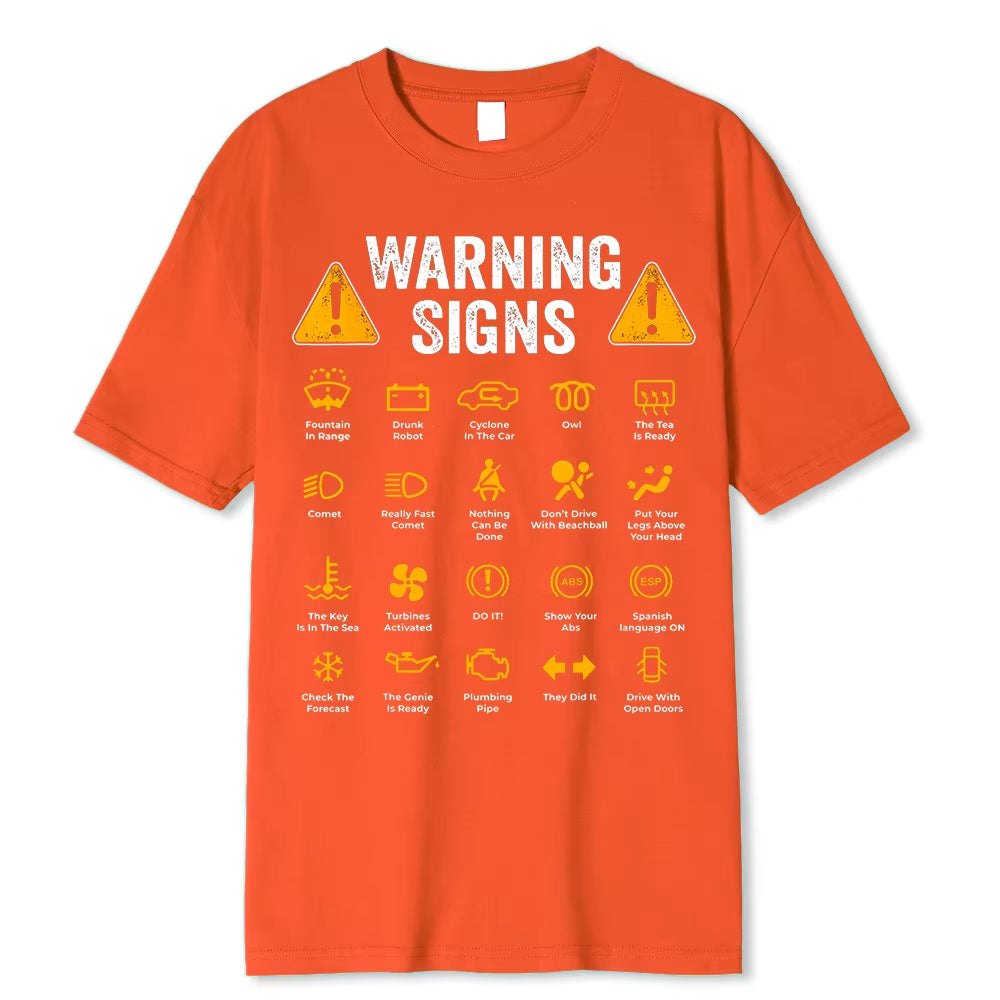Funny Driving Warning Signs 101 Auto Mechanic Gift Driver T-Shirt Oversized Casual T Shirt Cotton Mens Tops Tees Cotton Clothing